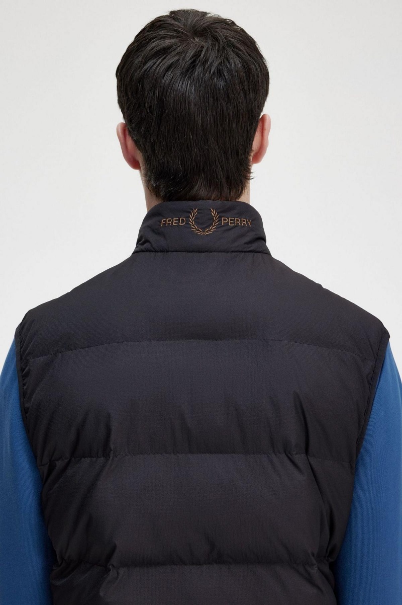 Black Fred Perry Insulated Gilet Men's Coats | CAXMI59198