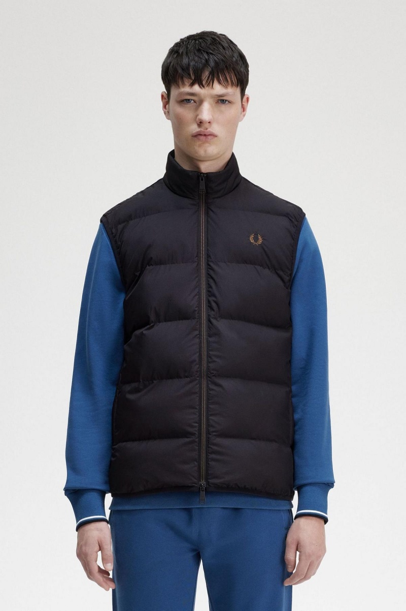 Black Fred Perry Insulated Gilet Men\'s Coats | CAXMI59198