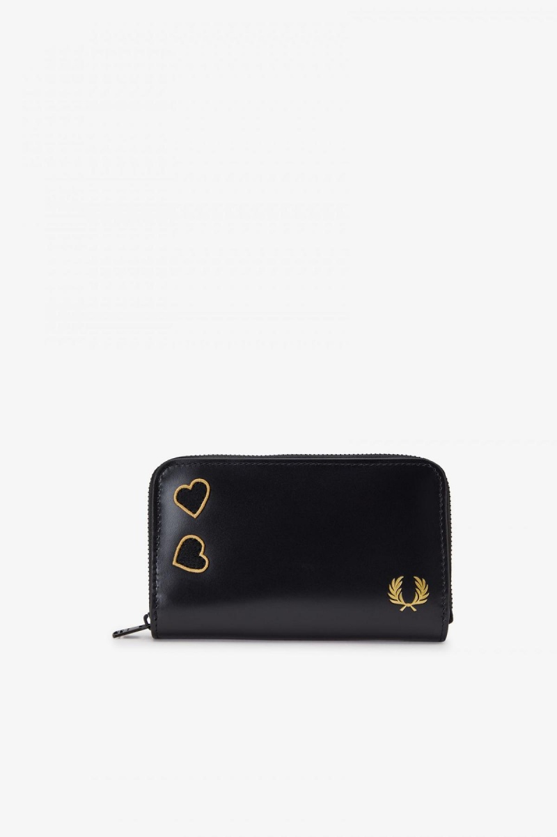 Black Fred Perry Leather Accessories Wallet | CAJVR91149