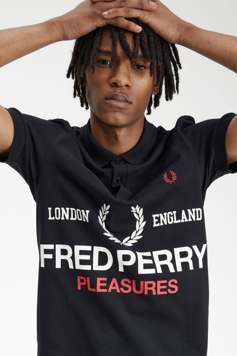 Black Fred Perry Logo Fred Perry Shirt Men's Polo Shirts | CAXMI32150