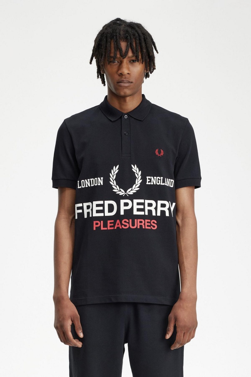 Black Fred Perry Logo Fred Perry Shirt Men\'s Polo Shirts | CAXMI32150