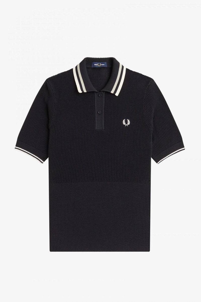 Black Fred Perry Open-Knitted Shirt Women's Knitwear | MCAHR28549