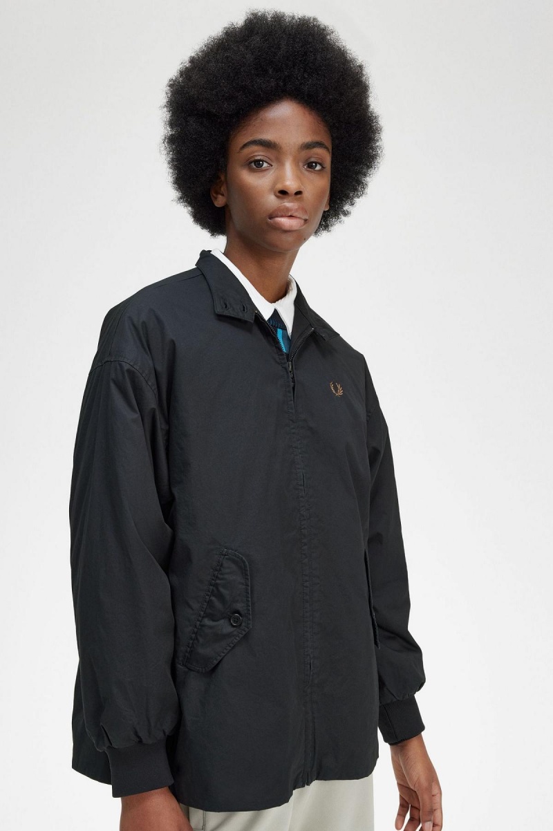 Black Fred Perry Padded Zip-Through Women's Coats | CAJBT57251