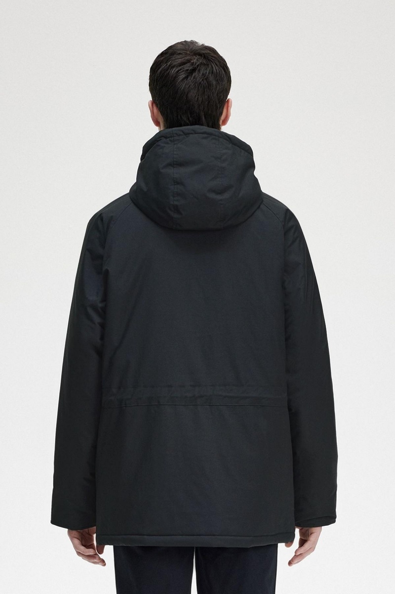 Black Fred Perry Padded Zip Through Men's Coats | XCABH40041