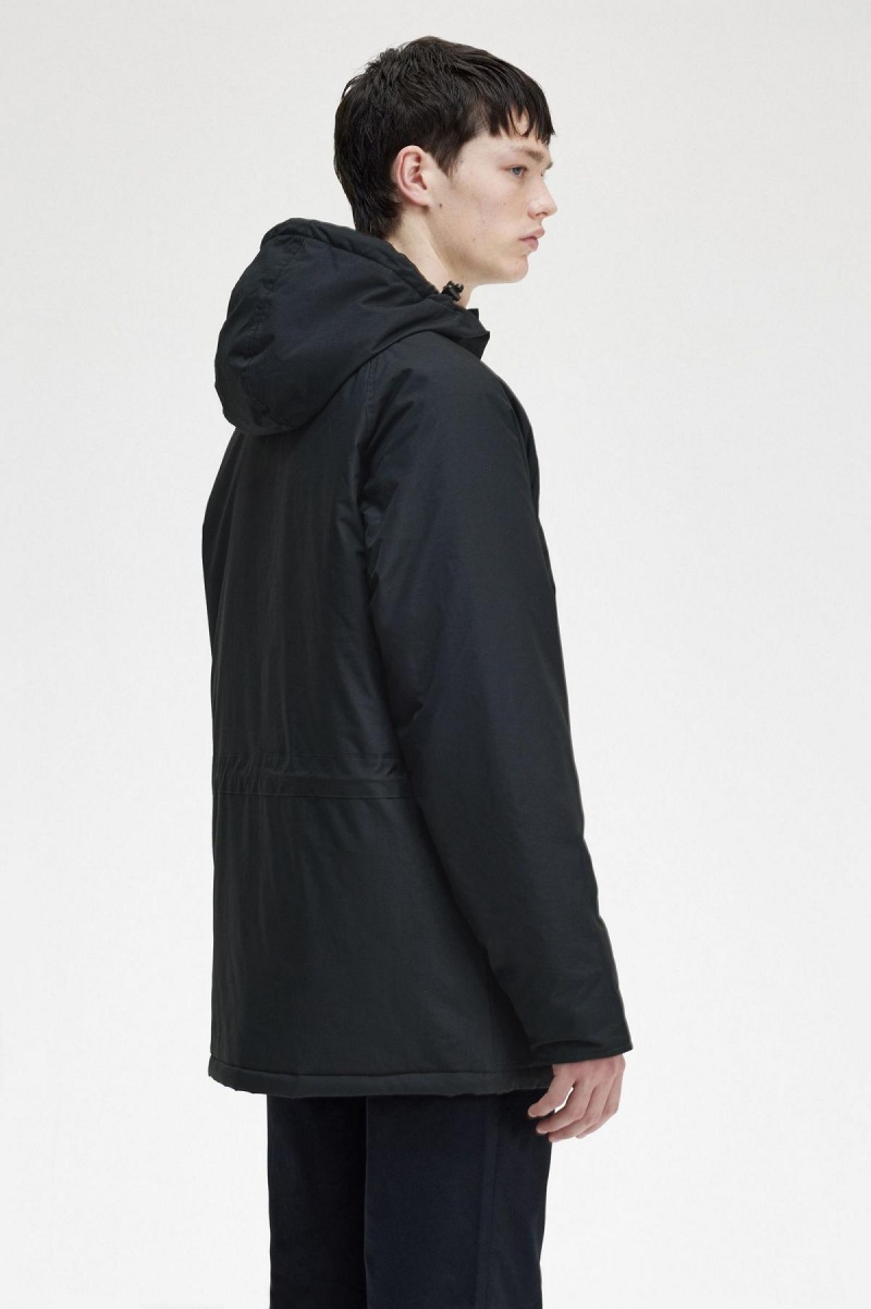 Black Fred Perry Padded Zip Through Men's Coats | XCABH40041