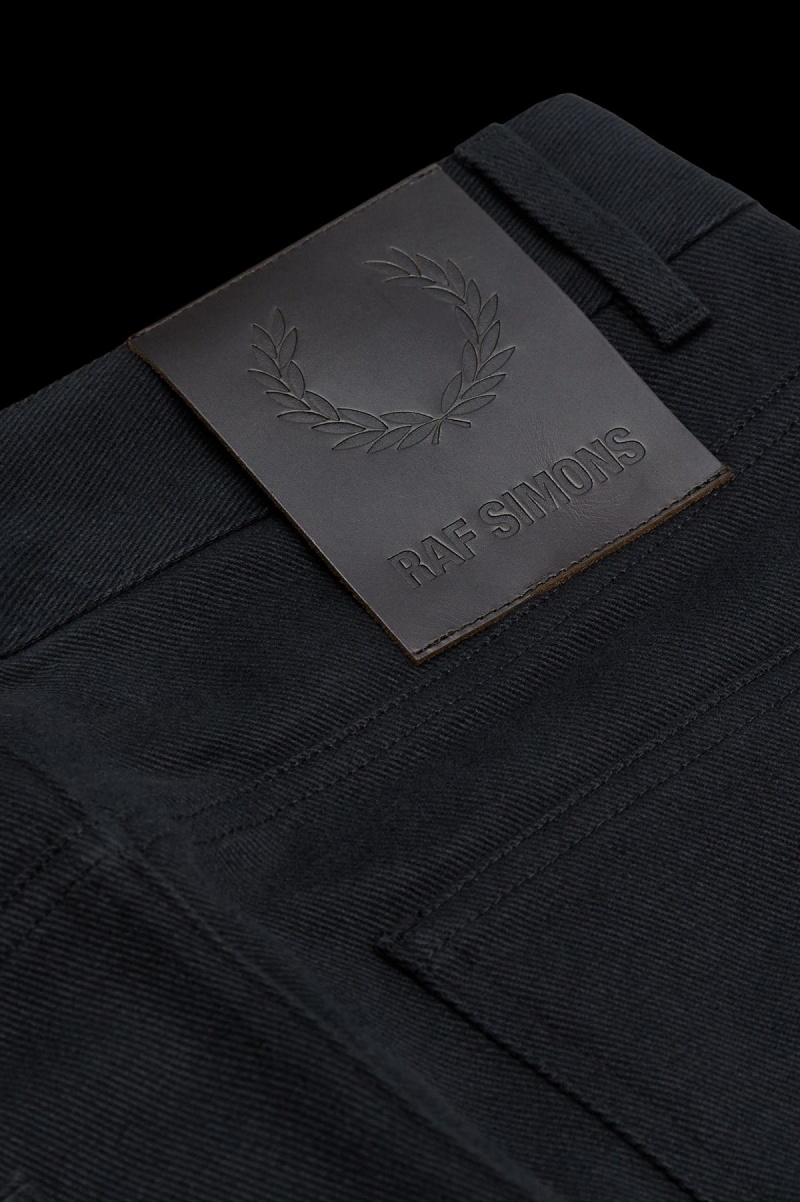 Black Fred Perry Patch Detail Denim Trousers Men's Trousers | CAJVR87963