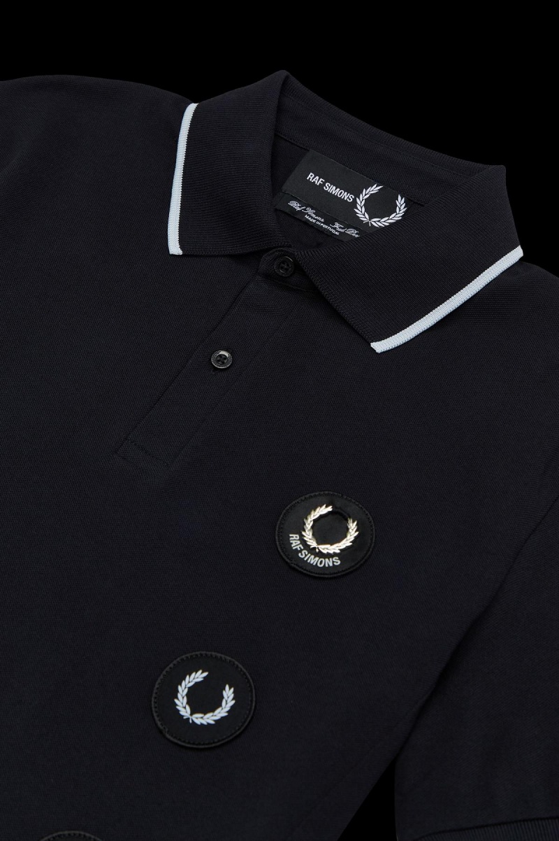 Black Fred Perry Patch Detail Polo Shirt Men's Polo Shirts | LCATR45231