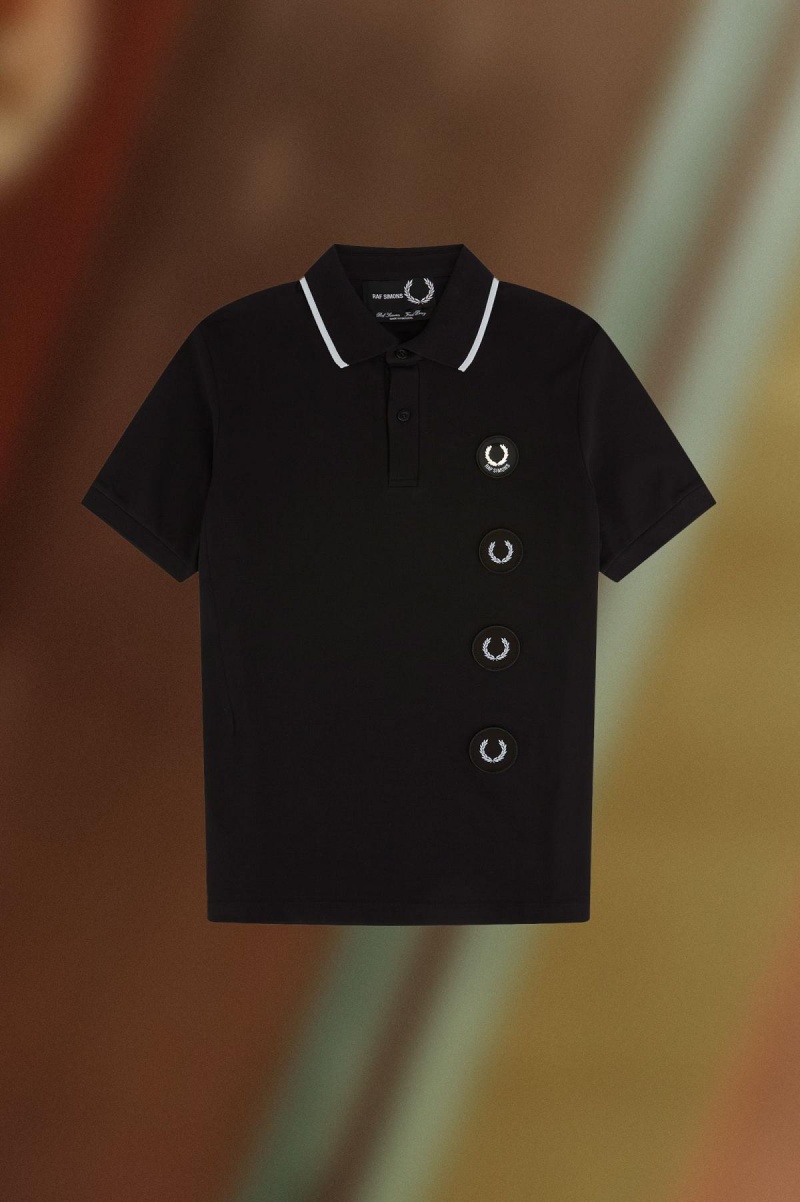 Black Fred Perry Patch Detail Polo Shirt Men\'s Polo Shirts | LCATR45231