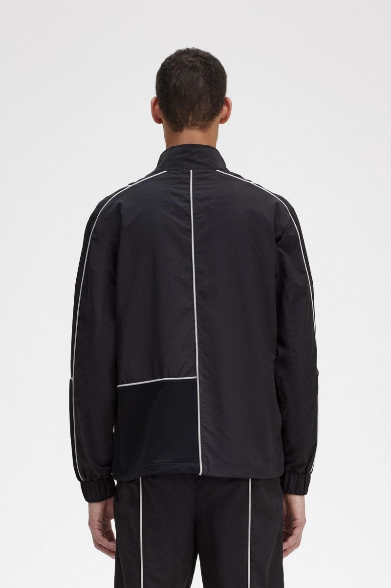 Black Fred Perry Piped Shell Men's Coats | CAXMI49079