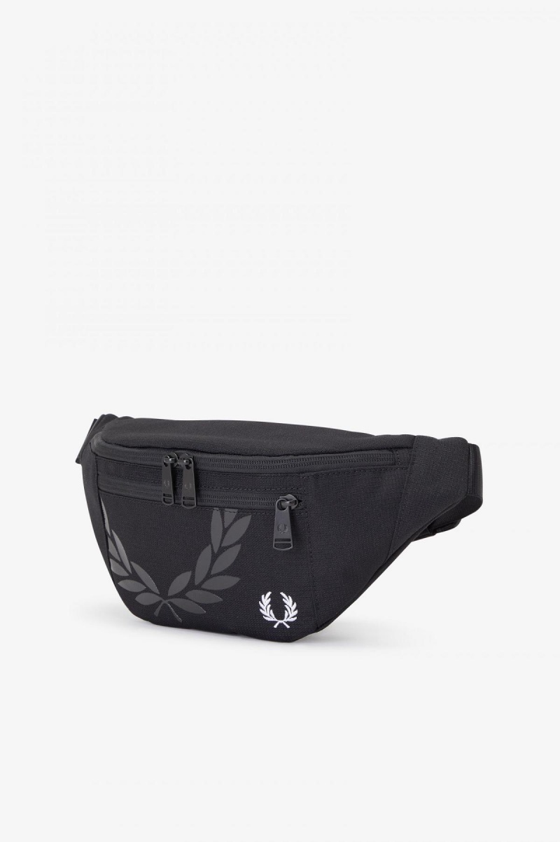 Black Fred Perry Printed Ripstop Cross Body Accessories Bag | QCAUV85908