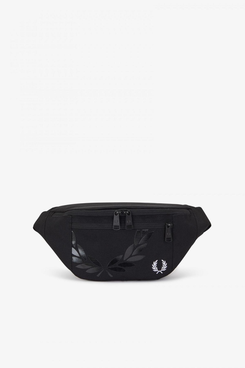 Black Fred Perry Printed Ripstop Cross Body Accessories Bag | QCAUV85908