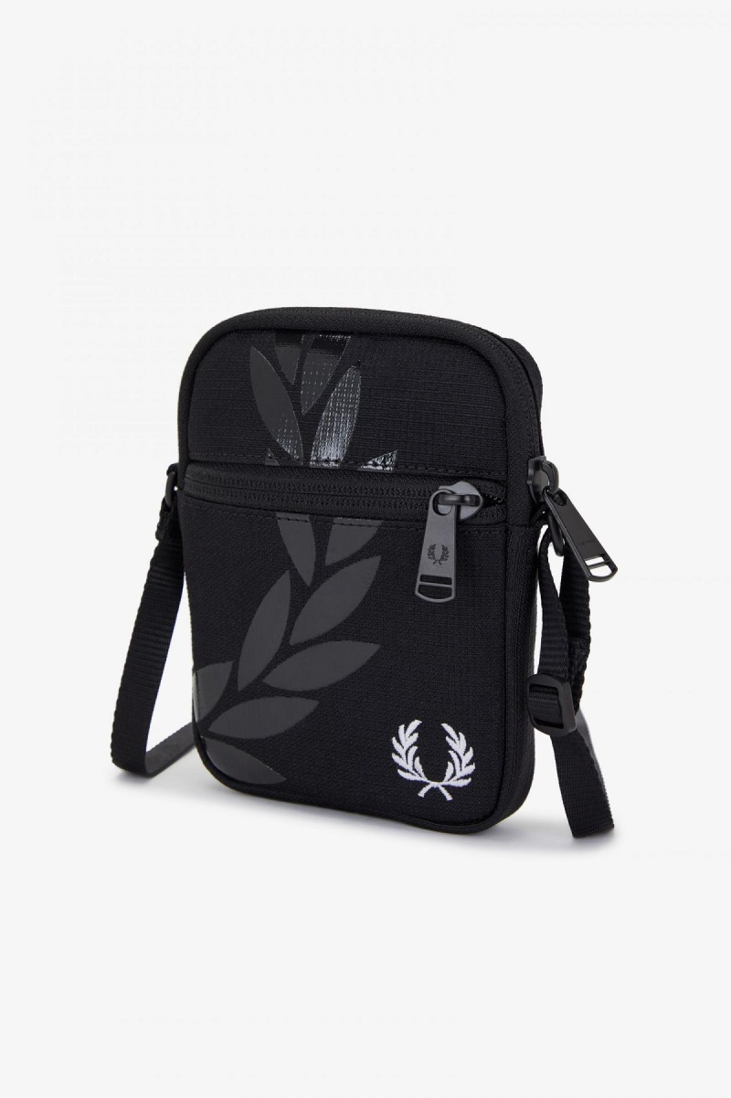 Black Fred Perry Printed Ripstop Side Accessories Bag | SCAVO49746