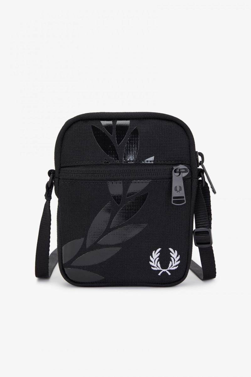 Black Fred Perry Printed Ripstop Side Accessories Bag | SCAVO49746