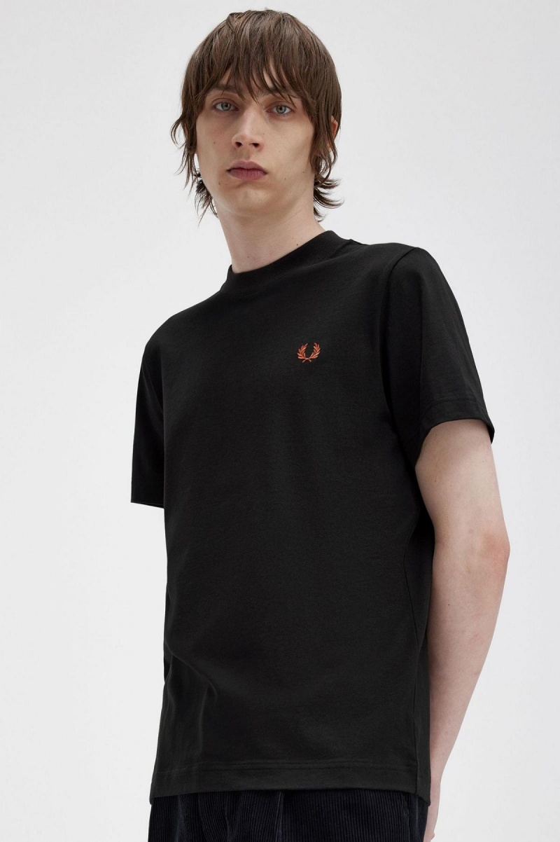 Black Fred Perry Rave Graphic Men's T Shirts | CAXMI47383