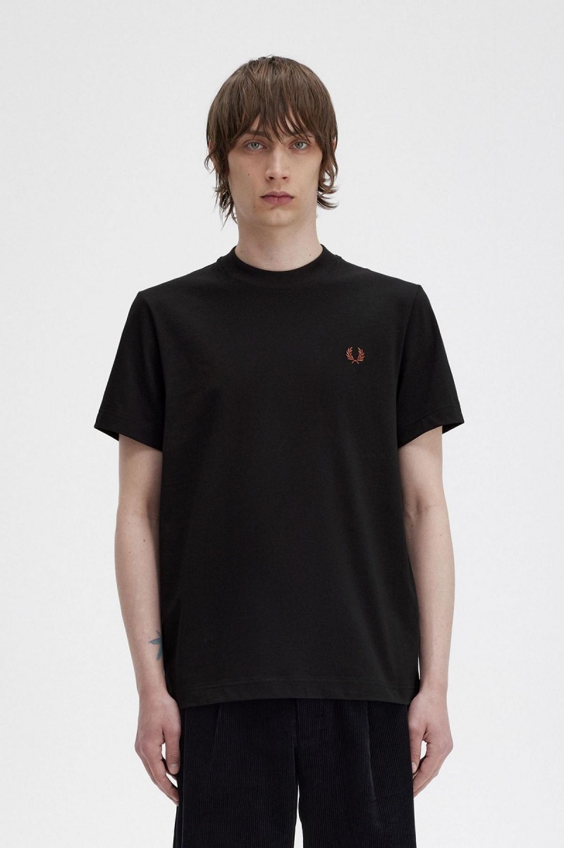 Black Fred Perry Rave Graphic Men\'s T Shirts | CAXMI47383