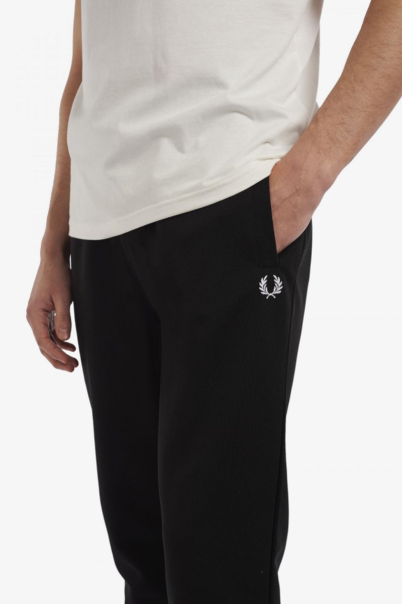 Black Fred Perry Reverse Tricot Track Pants Men's Trousers | ZCAMJ60682