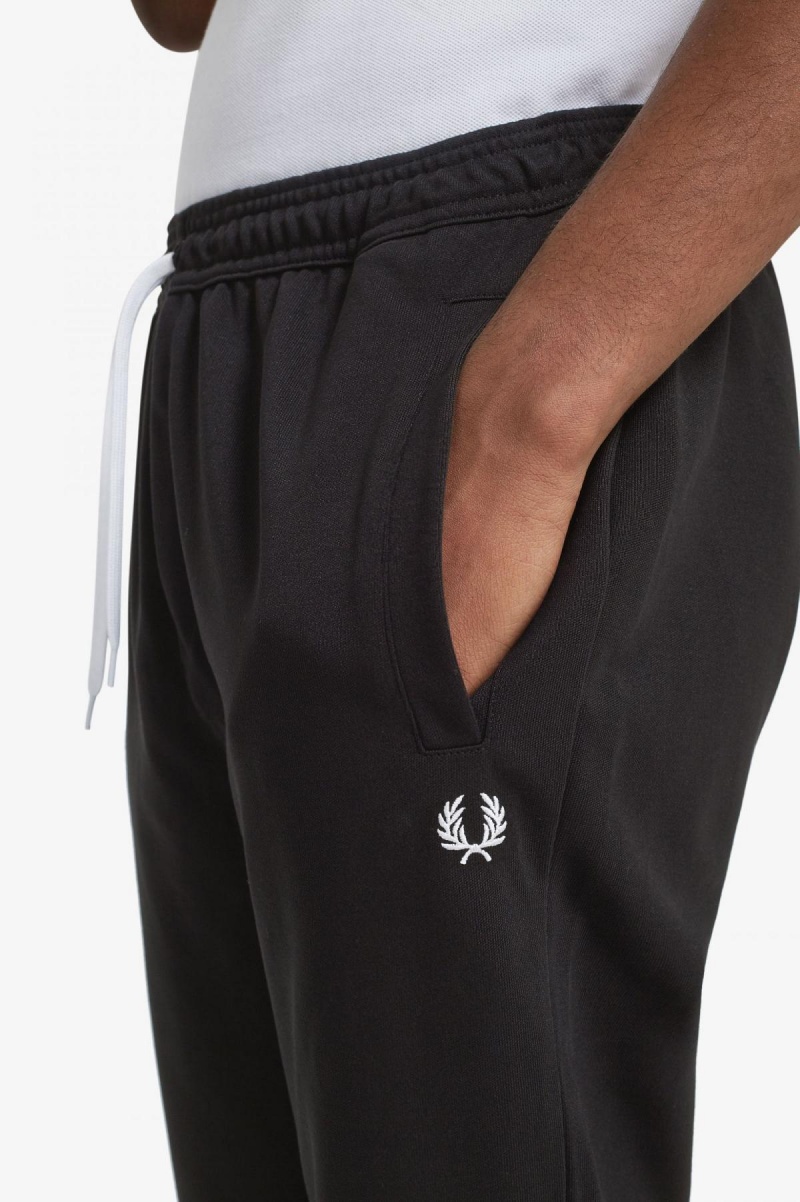 Black Fred Perry Reverse Tricot Track Pants Men's Trousers | ZCAMJ60682