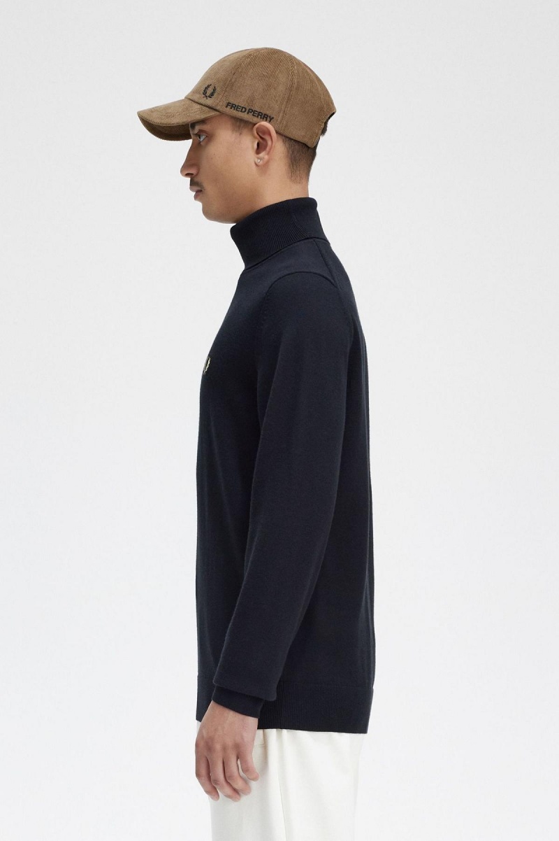 Black Fred Perry Roll Neck Jumper Men's Knitwear | CAIIZ67172