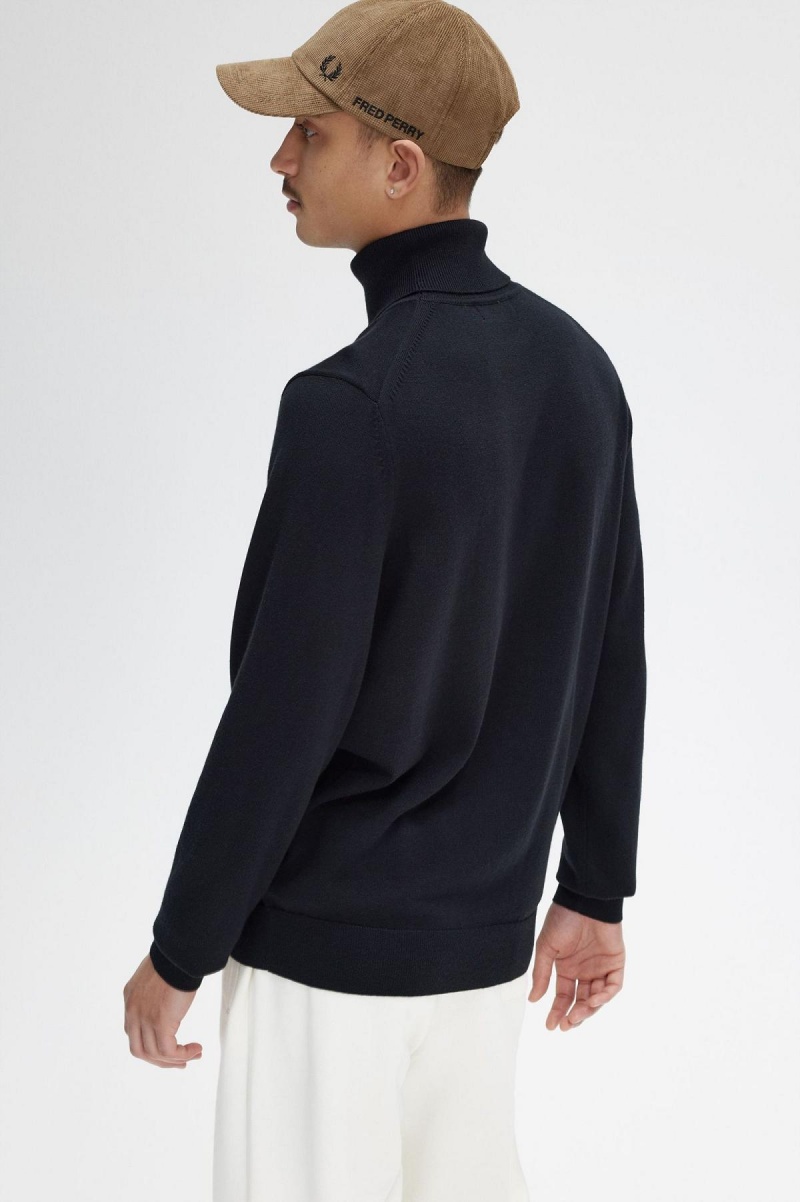 Black Fred Perry Roll Neck Jumper Men's Knitwear | CAIIZ67172