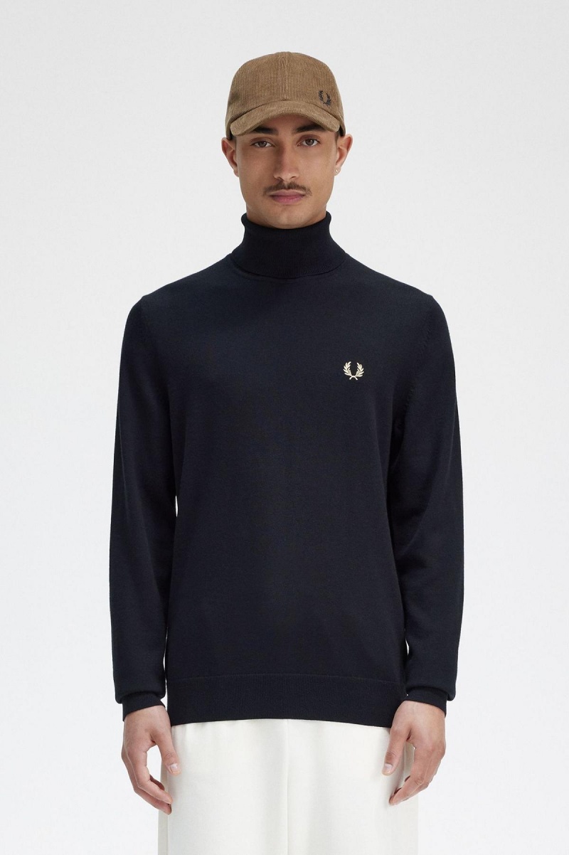 Black Fred Perry Roll Neck Jumper Men\'s Knitwear | CAIIZ67172