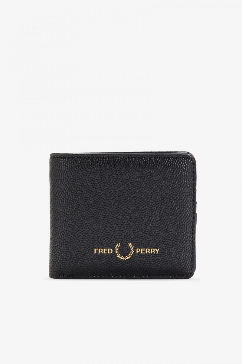 Black Fred Perry Scotch Grain Billfold Accessories Wallet | UCATG23435