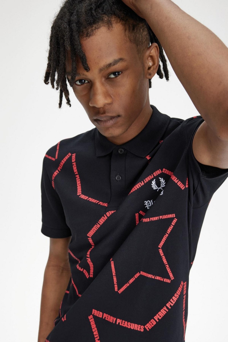 Black Fred Perry Star Fred Perry Shirt Men's Polo Shirts | CACIF96917