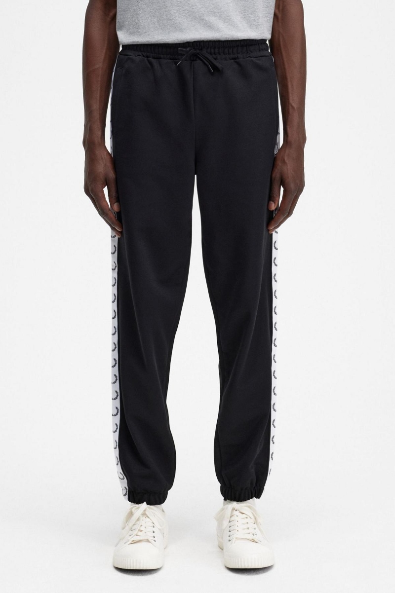 Black Fred Perry Taped Track Pant Men's Tracksuits | LCATR78364