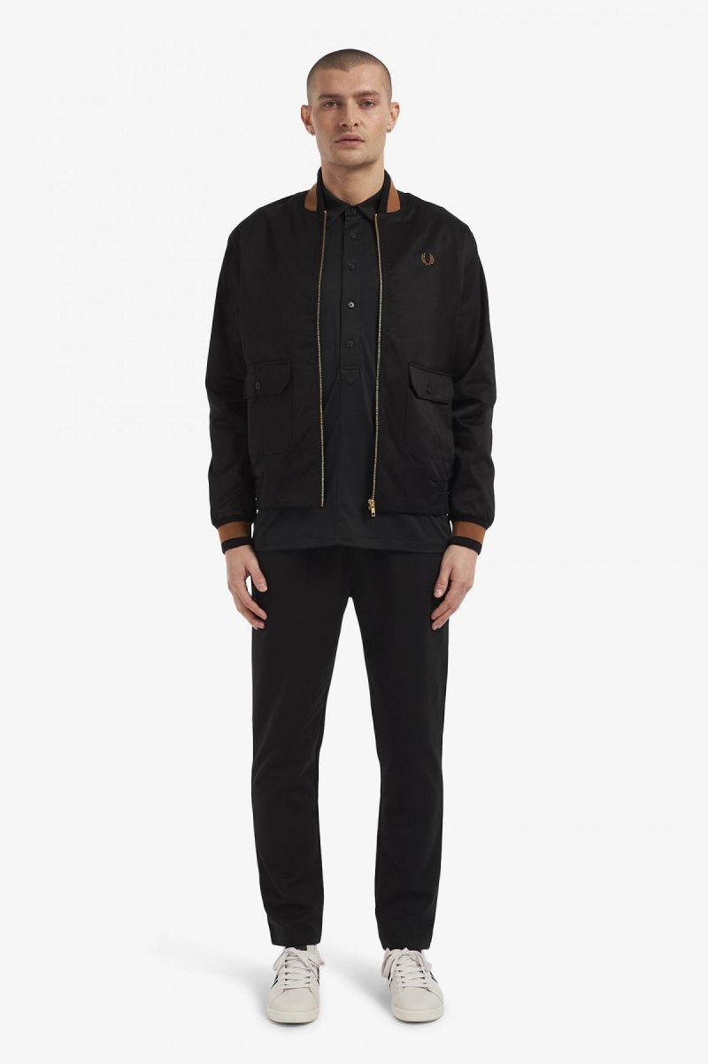 Black Fred Perry Tennis Bomber Men's Coats | CAZPD61465