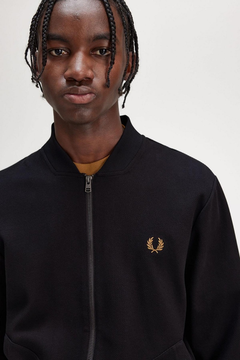 Black Fred Perry Tipped Detail Men's Track Jackets | ACADF48591