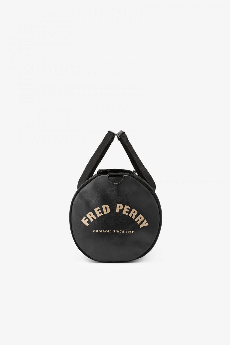 Black Fred Perry Tonal PU Barrel Accessories Bag | CANZX88584