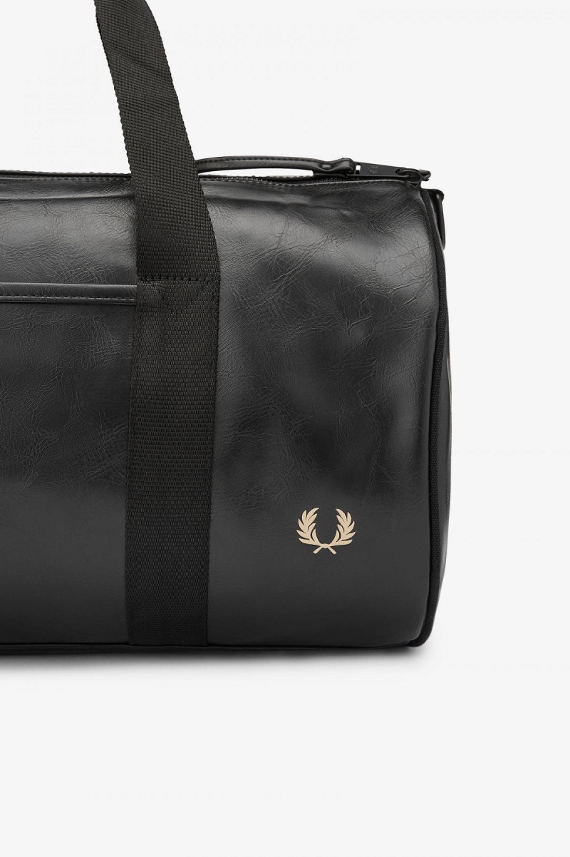 Black Fred Perry Tonal PU Barrel Accessories Bag | CANZX88584