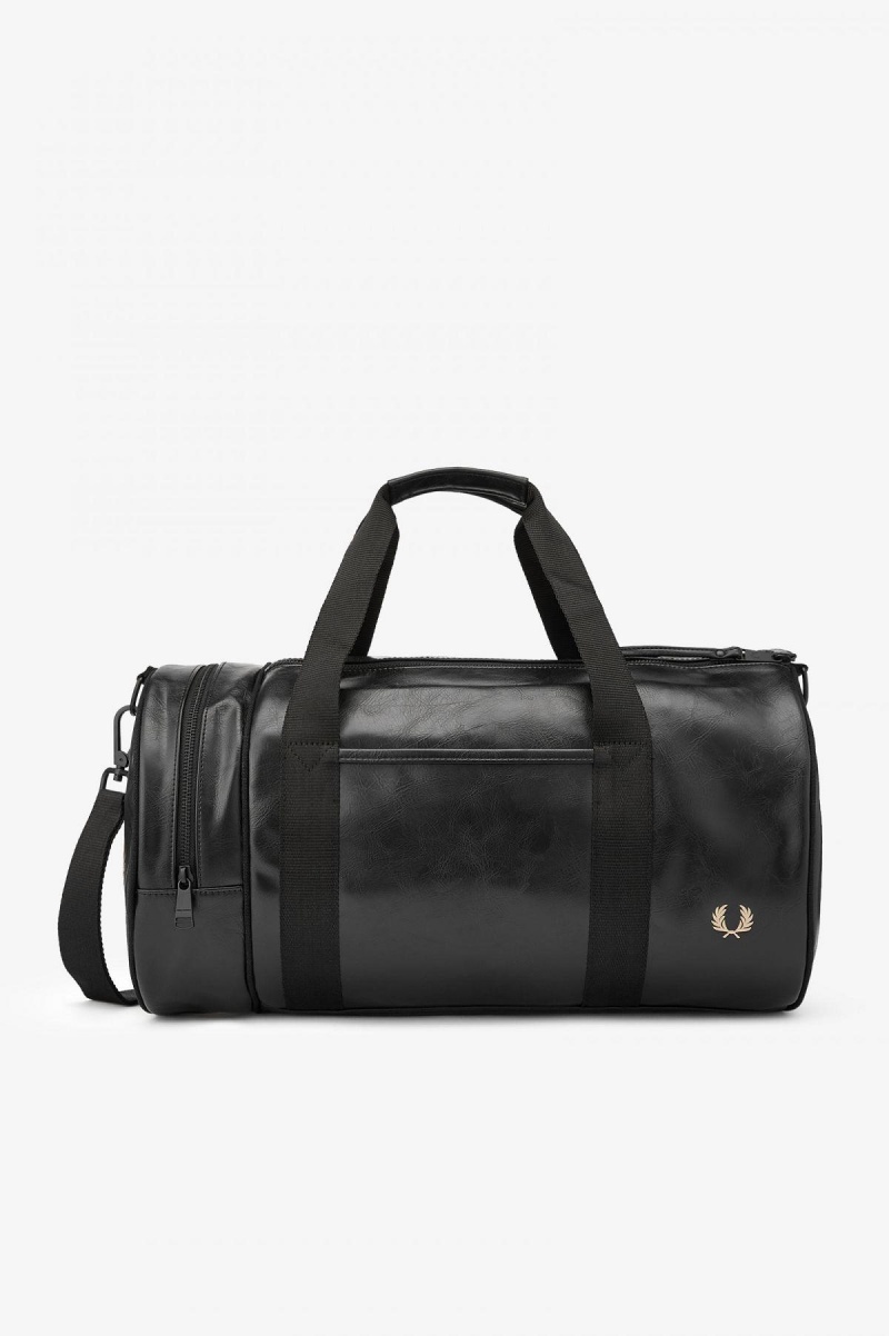 Black Fred Perry Tonal PU Barrel Accessories Bag | CANZX88584