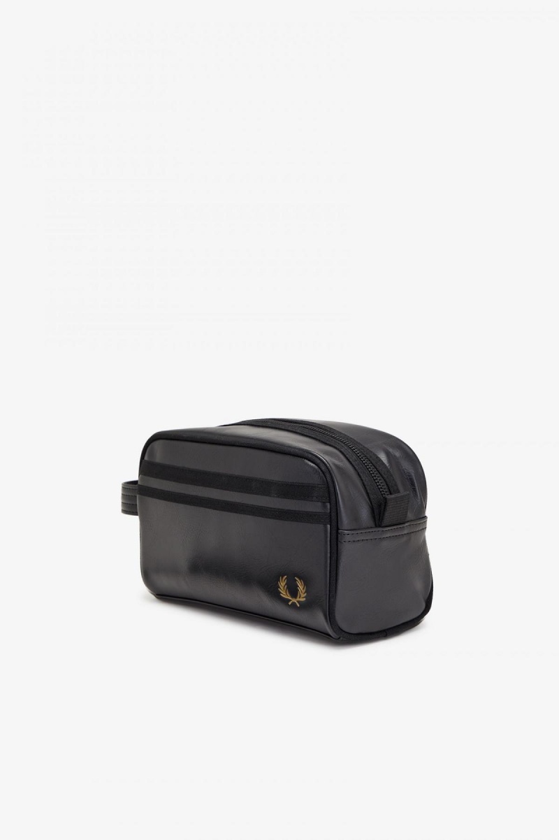 Black Fred Perry Tonal Wash Accessories Bag | PCAER48753