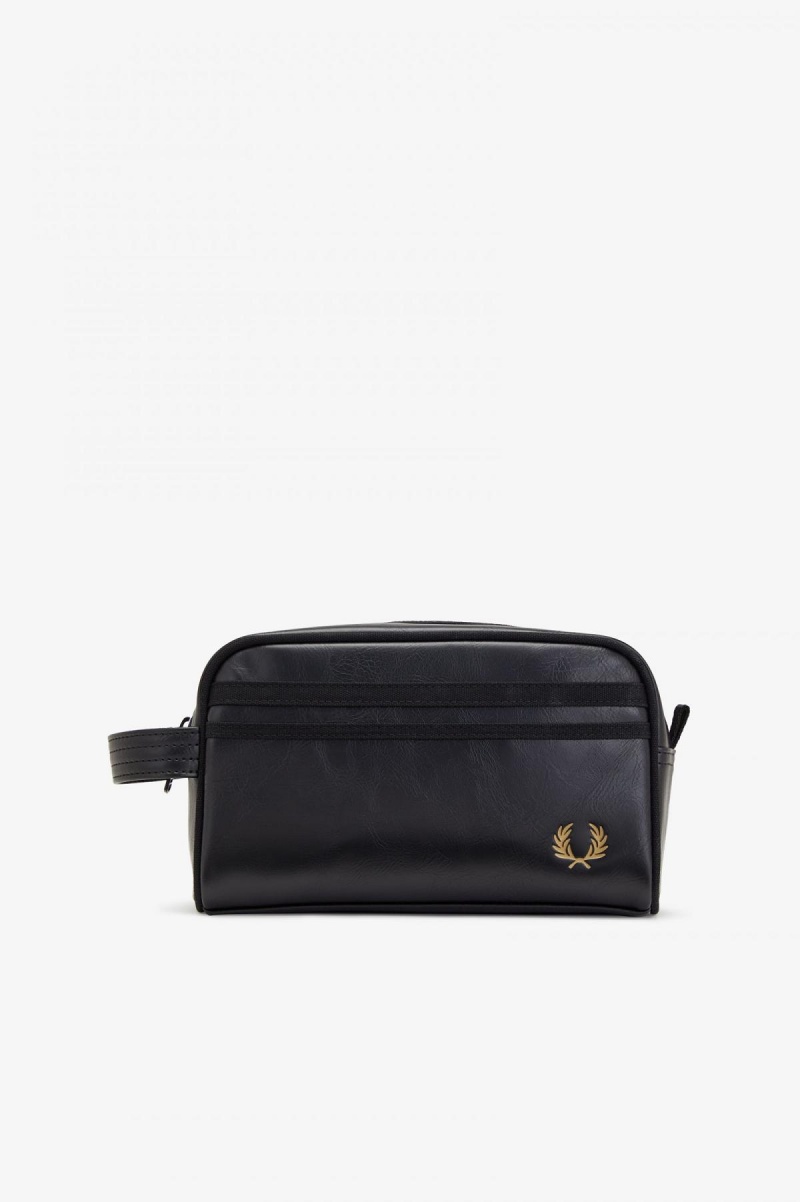 Black Fred Perry Tonal Wash Accessories Bag | PCAER48753