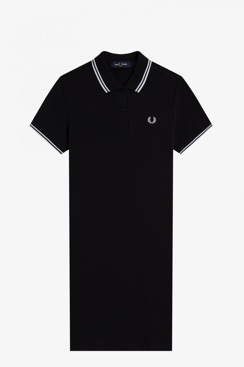 Black Fred Perry Twin Tipped Fred Perry Women's Dress | SCAVO66582