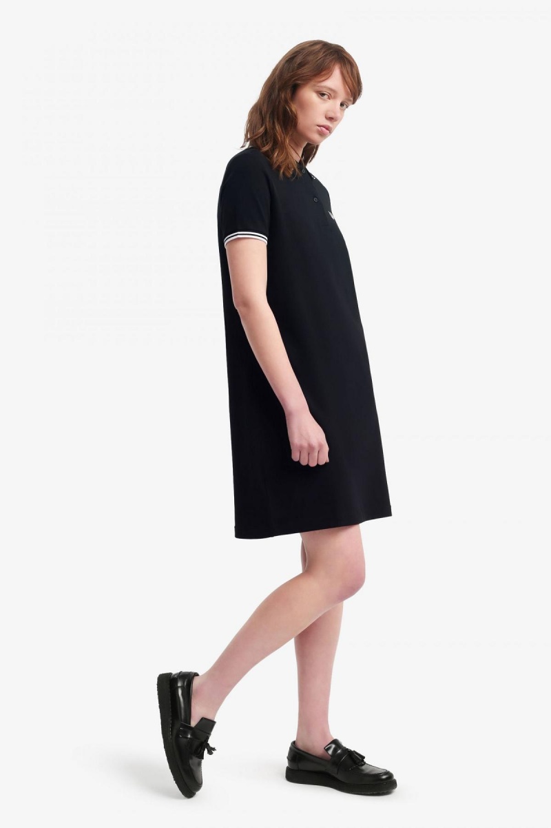 Black Fred Perry Twin Tipped Fred Perry Women's Dress | SCAVO66582