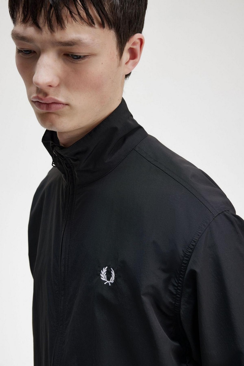 Black Fred Perry Woven Men's Track Jackets | LCATR14076