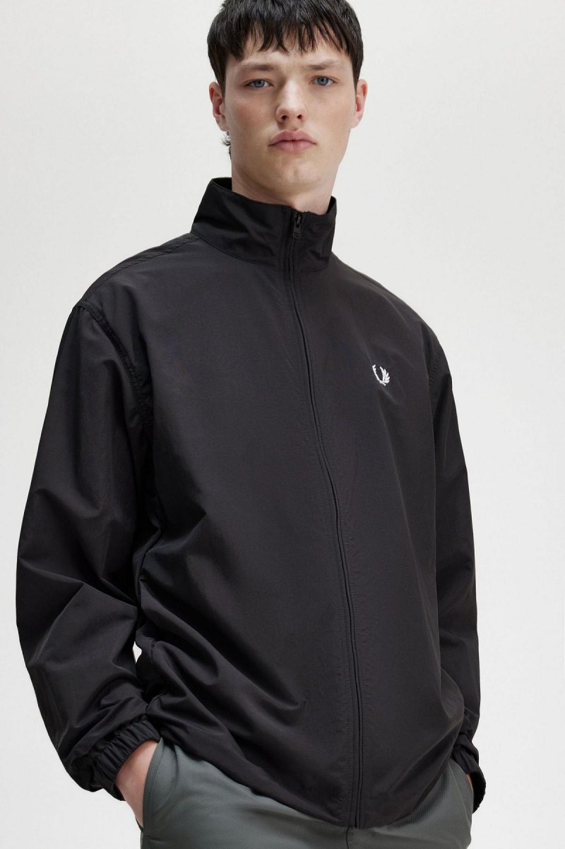 Black Fred Perry Woven Men's Track Jackets | LCATR14076