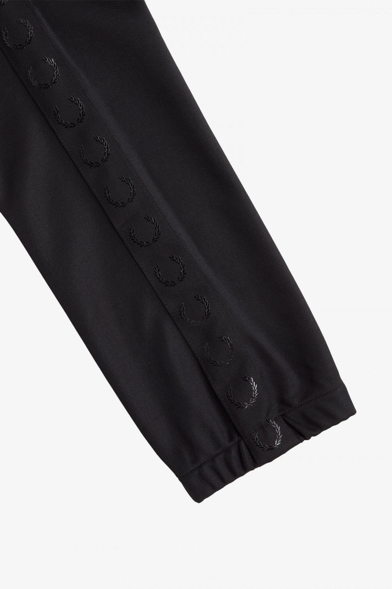 Black / Black Fred Perry Taped Track Pants Men's Tracksuits | FCAUI85779