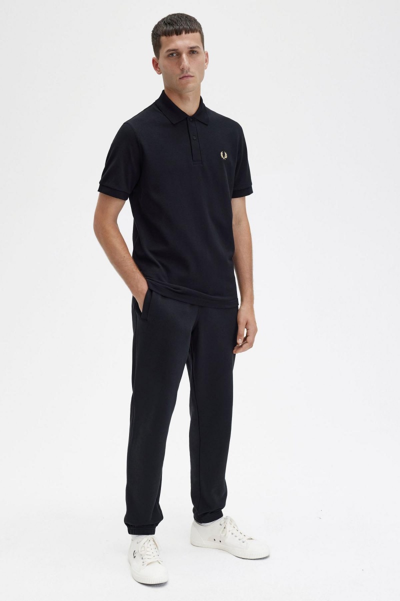 Black / Champagne Fred Perry M3 Men's Polo Shirts | CAJBT27749