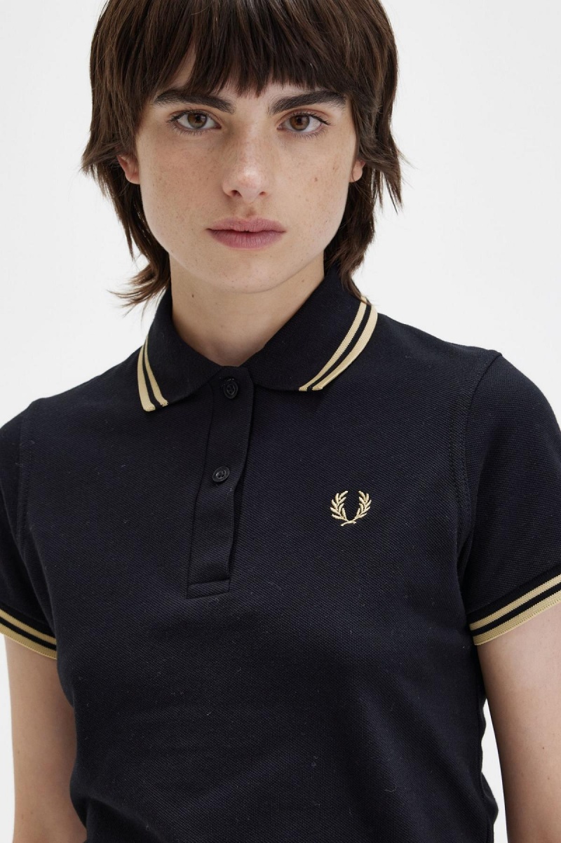 Black / Champagne / Champagne Fred Perry G12 Women's Fred Perry Shirt | XCABH75230