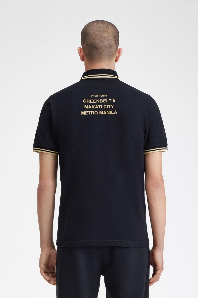 Black / Champagne / Champagne Fred Perry Makati M12 Men's Polo Shirts | ECAHC27398