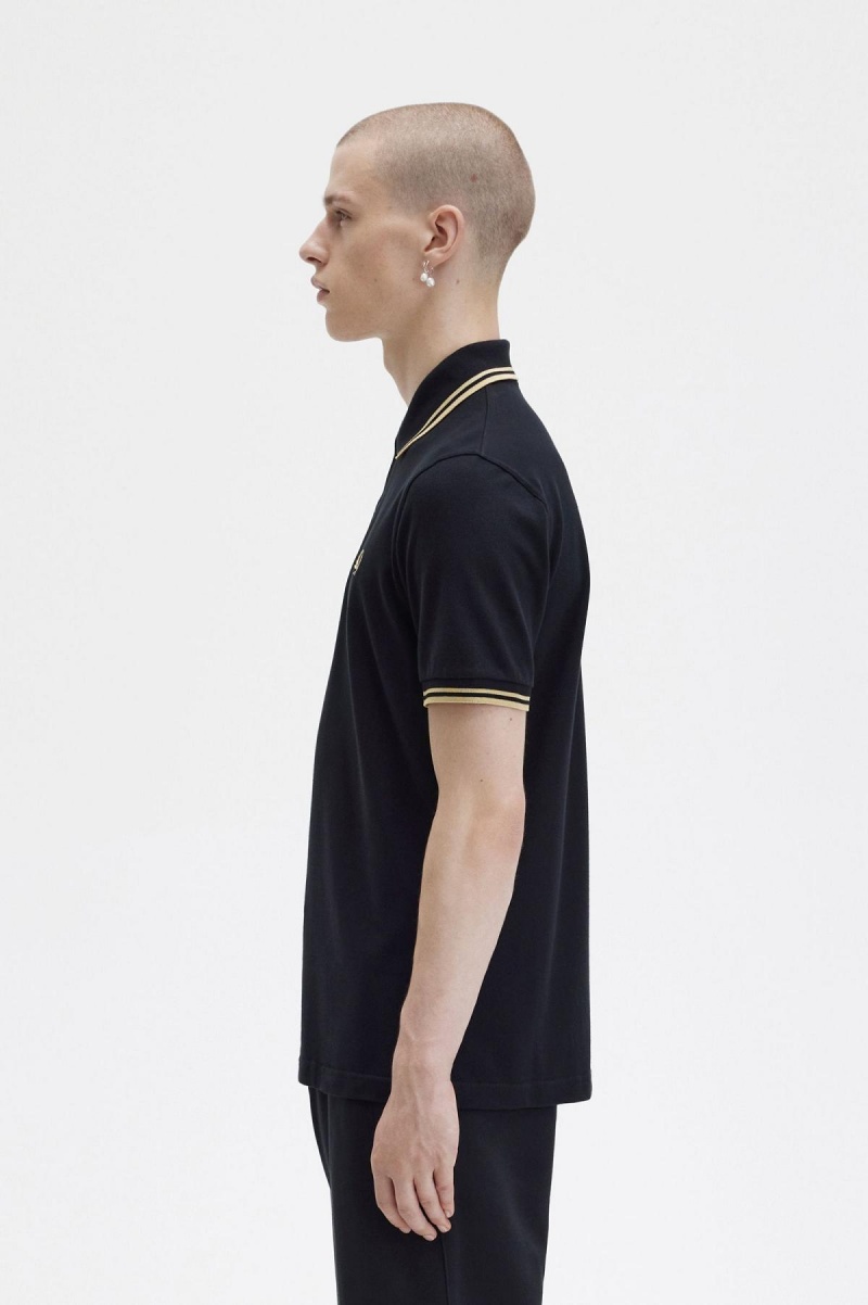 Black / Champagne / Champagne Fred Perry M12 Men's Polo Shirts | FCAUI50685