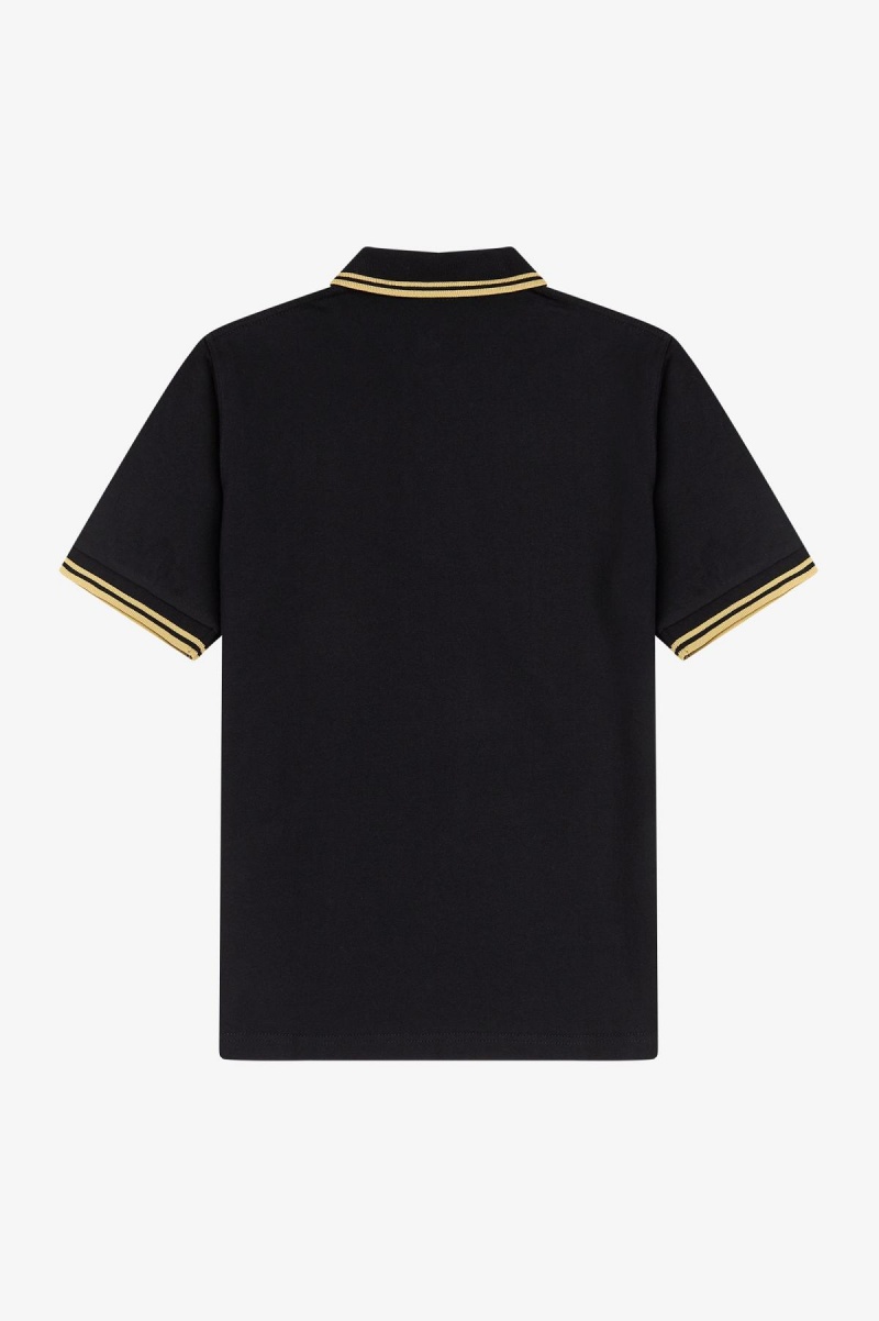 Black / Champagne / Champagne Fred Perry M12 Men's Fred Perry Shirt | CAJVR40818