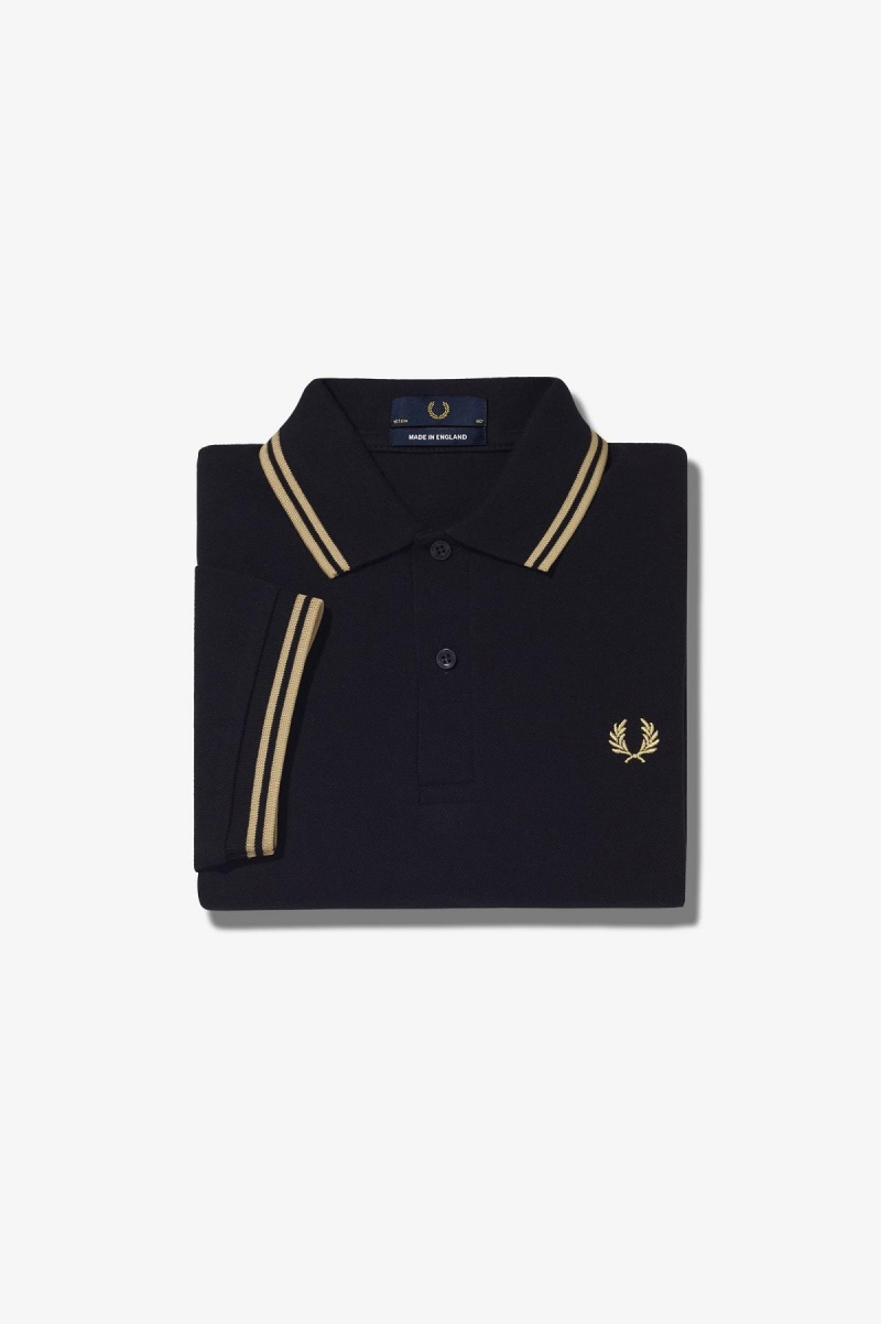 Black / Champagne / Champagne Fred Perry M12 Men\'s Fred Perry Shirt | CAJVR40818