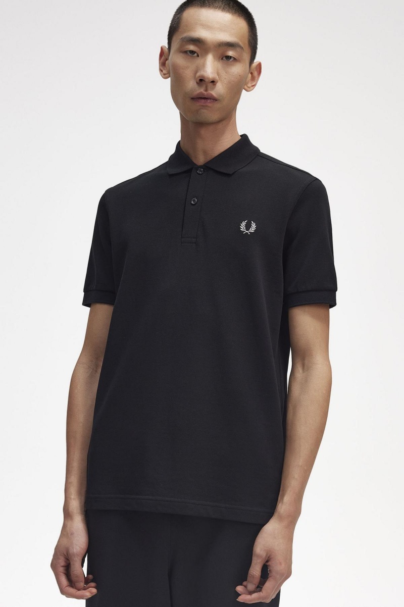 Black / Chrome Fred Perry M6000 Men's Polo Shirts | BCASD52340