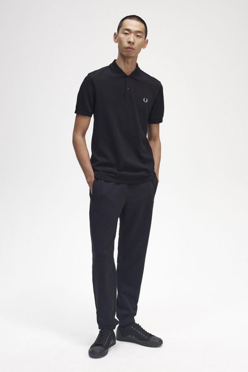 Black / Chrome Fred Perry M6000 Men's Polo Shirts | BCASD52340