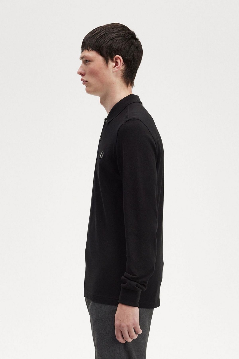 Black / Chrome Fred Perry M6006 Men's Fred Perry Shirt | CAEAH77144