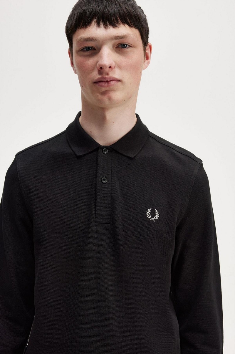 Black / Chrome Fred Perry M6006 Men's Fred Perry Shirt | CAEAH77144