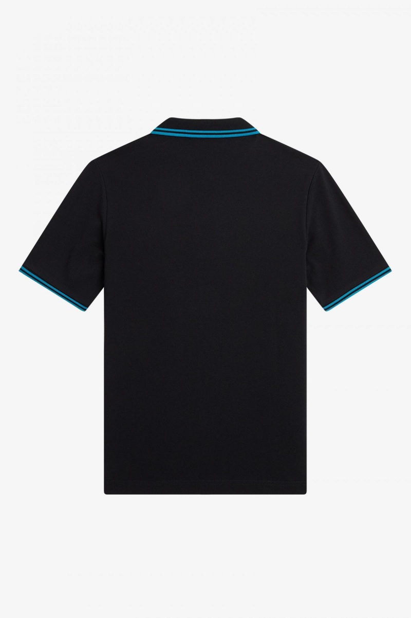 Black / Cyber Blue / Cyber Blue Fred Perry G3600 Women's Fred Perry Shirt | CAICD37498